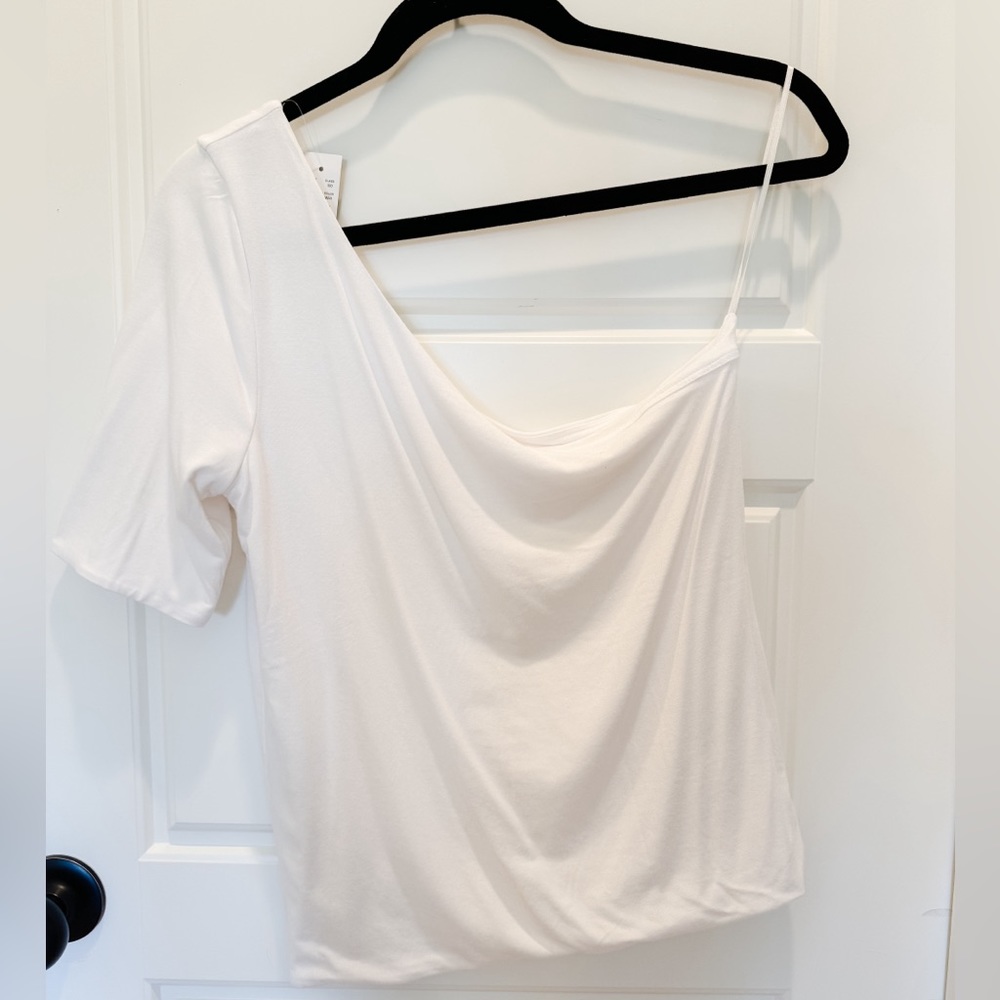 J. Crew new w/ tags one shoulder white top Form Knit fabric